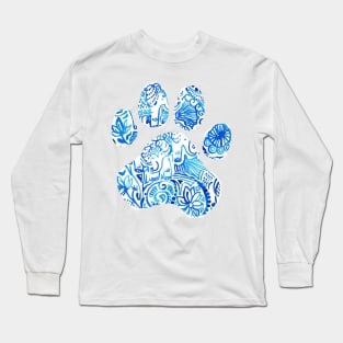 Blue Elephant Paw Print Long Sleeve T-Shirt